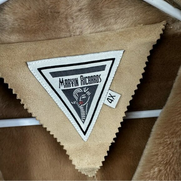 Marvin Richards Vintage Faux Suede and Fur Coat Tan Neutral Womens 4X - Picture 2 of 11